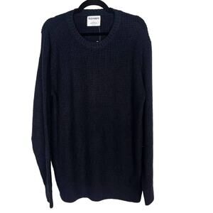 New Old Navy Mens Large L In The Navy Blue Cozy Kelly Waffle Sweater Crew Neck